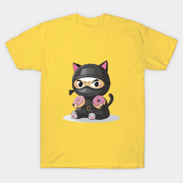 Cute Ninja Cat T-Shirt by PetODesigns